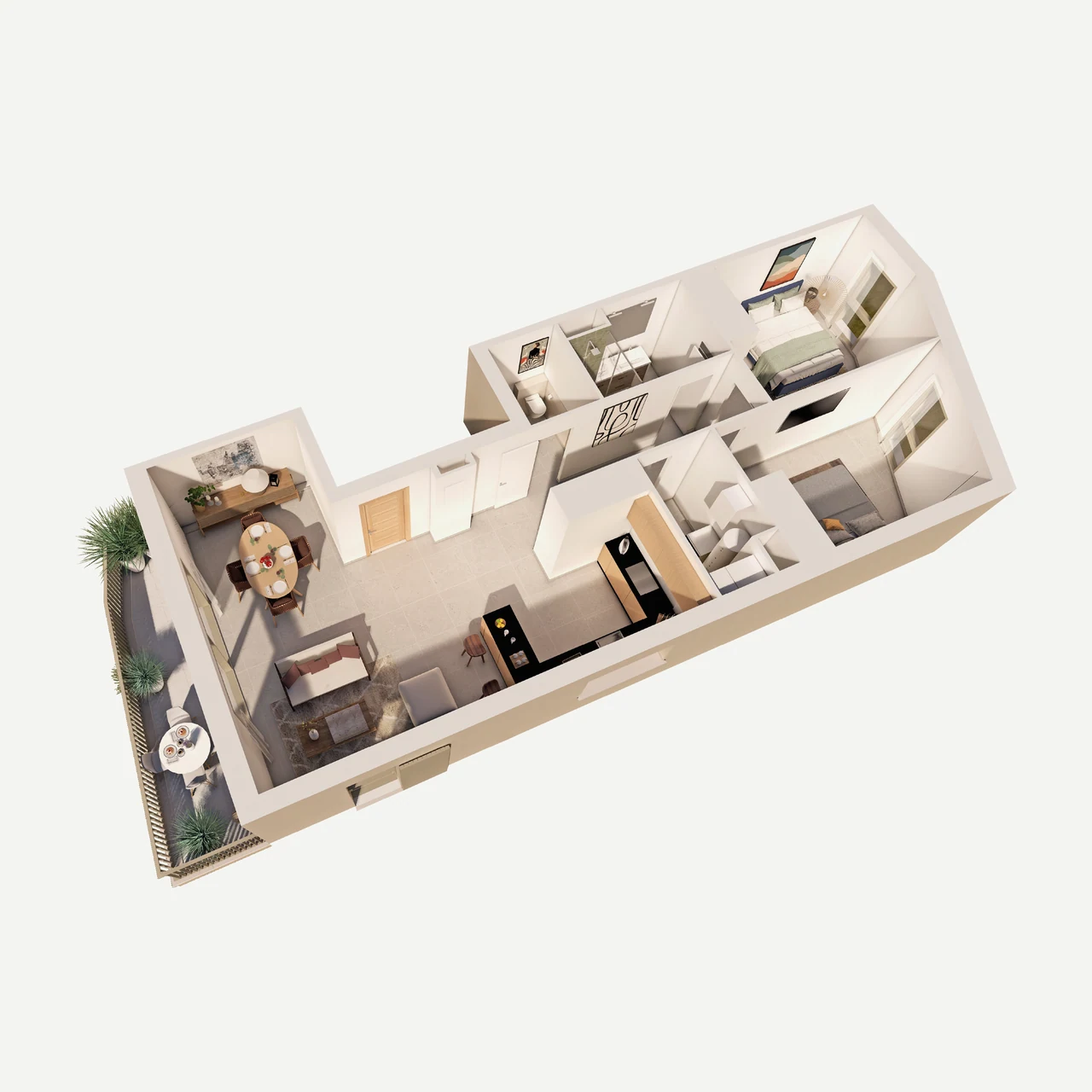 Plan 3D du lot 11 : 3 pièces de 78,79 m² au 1er étage, terrasse de 8,40 m²
